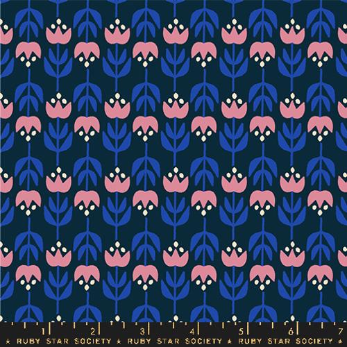 Woodland Park Teal Navy by Rashida Coleman Hale for Ruby Star Society