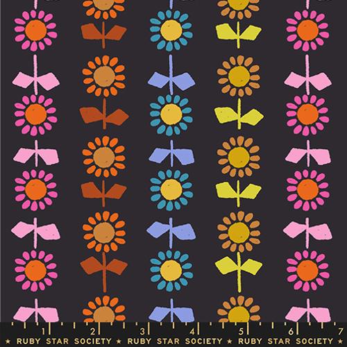 Daisy Stripe | Black | Canvas | by Alexia Marcelle Abegg for Ruby Star Society