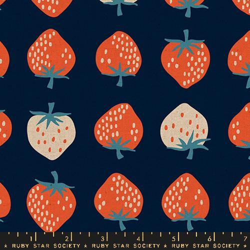 Pre-Order - Strawberry Canvas Navy : by Kimberly Knight : for Ruby Star Society